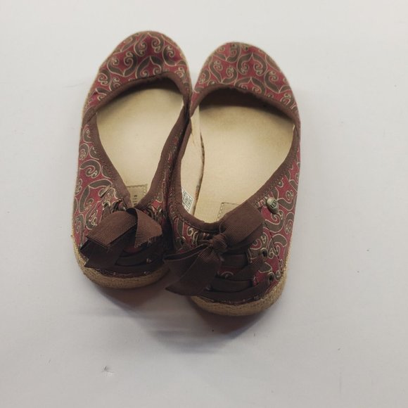 Ugg Australia Womens Size 6.5 Slip On Shoes Espadrilles Burgandy Brown Geometric - Picture 4 of 7